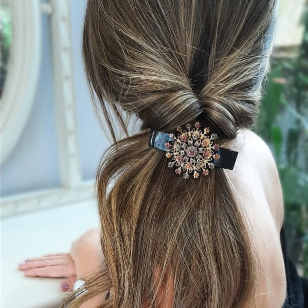 Hair Pin Mandala crystals colorful Dona black pin top quality Ipsy bag NWT